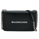 新入荷 バレンシアガ BALENCIAGA エブリデイ チェーン ウォレット ショルダーバッグ ロゴ 502027 レザー ブラック 黒 シルバー金具 クロスボ...