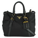 新入荷 プラダ PRADA 2way トートバッグ ショルダーバッグ ロゴ金具 BN1841 ナイロン レザー ブラック 黒 ゴールド金具 ハンドバッグ レディ...