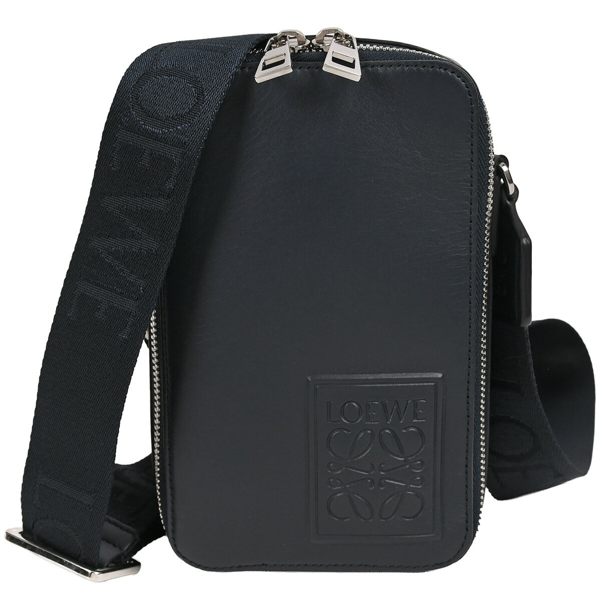 【クーポンで5％OFF！さらにポイントUP！】 新入荷 ロエベ LOEWE バーティカル クロスボディ ポケット アナグラム ロゴ ショルダーバッグ ポシェット レザー ネイビー シルバー金具 C565S59X01 【中古】