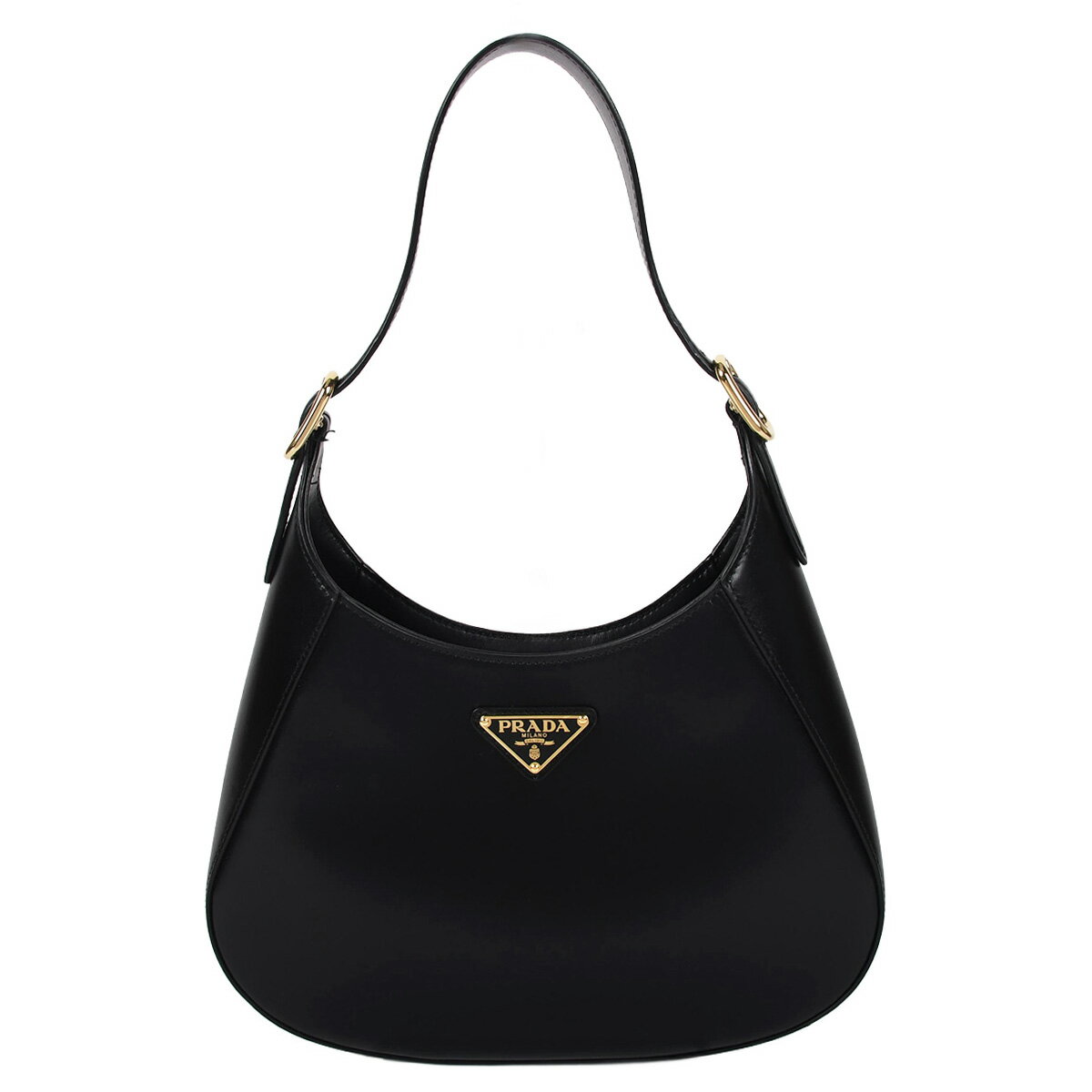 乐天商城 - プラダ PRADA トライアングルロゴ ショルダーバッグ 肩掛け ワンショルダーバッグ レディース レザー ブラック 黒 ゴールド金具 1BC179 【中古】