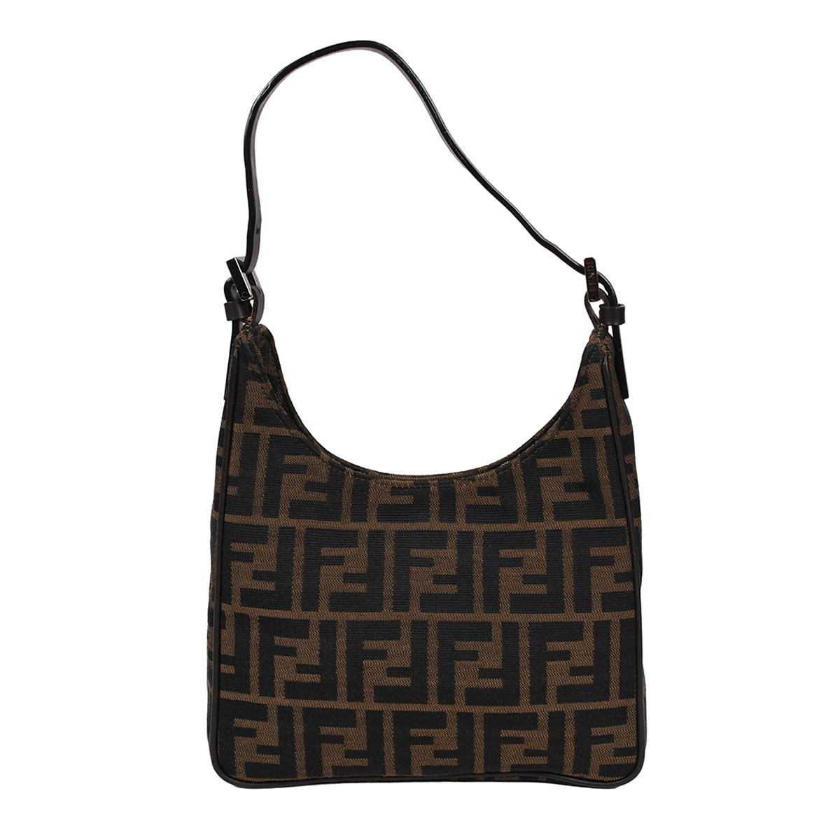 【クーポンで5%OFF×さらにポイントUP】 フェンディ FENDI FFロゴ ズッカ柄 ハンドバッグ ワンショルダーバッグ 肩掛け ホーボー レディース キャンバス レザー ブラウン 茶 8BR157【中古】
