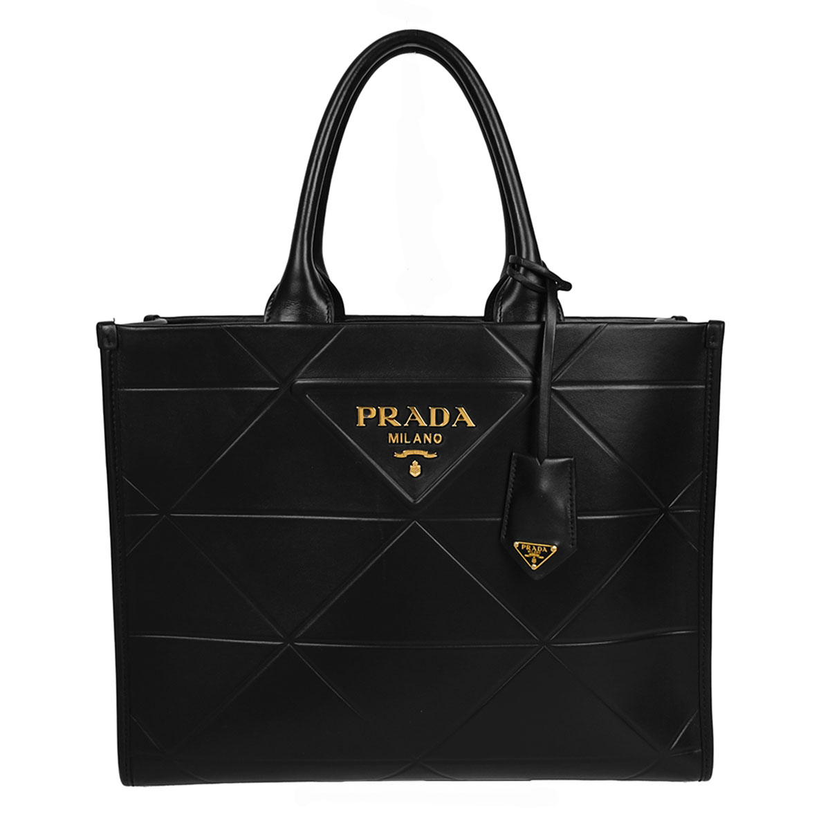 【クーポンでお得×さらにポイントUP】 プラダ PRADA シンボル トップステッチ トートバッグ ハンドバッグ ミディアム レディース レザー ゴールド金具 ブラック 1BA378【中古】