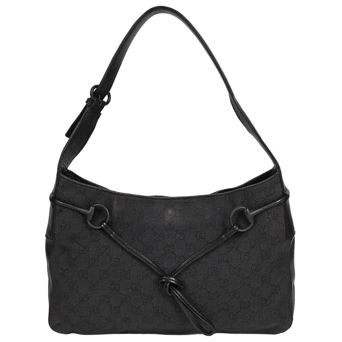 新入荷 グッチ GUCCI ホースビット GGキャンバス ショルダーバッグ 肩掛け ホーボバッグ ワンショルダーバッグ レディース キャンバス レザー ブラック 黒 101975 【中古】
