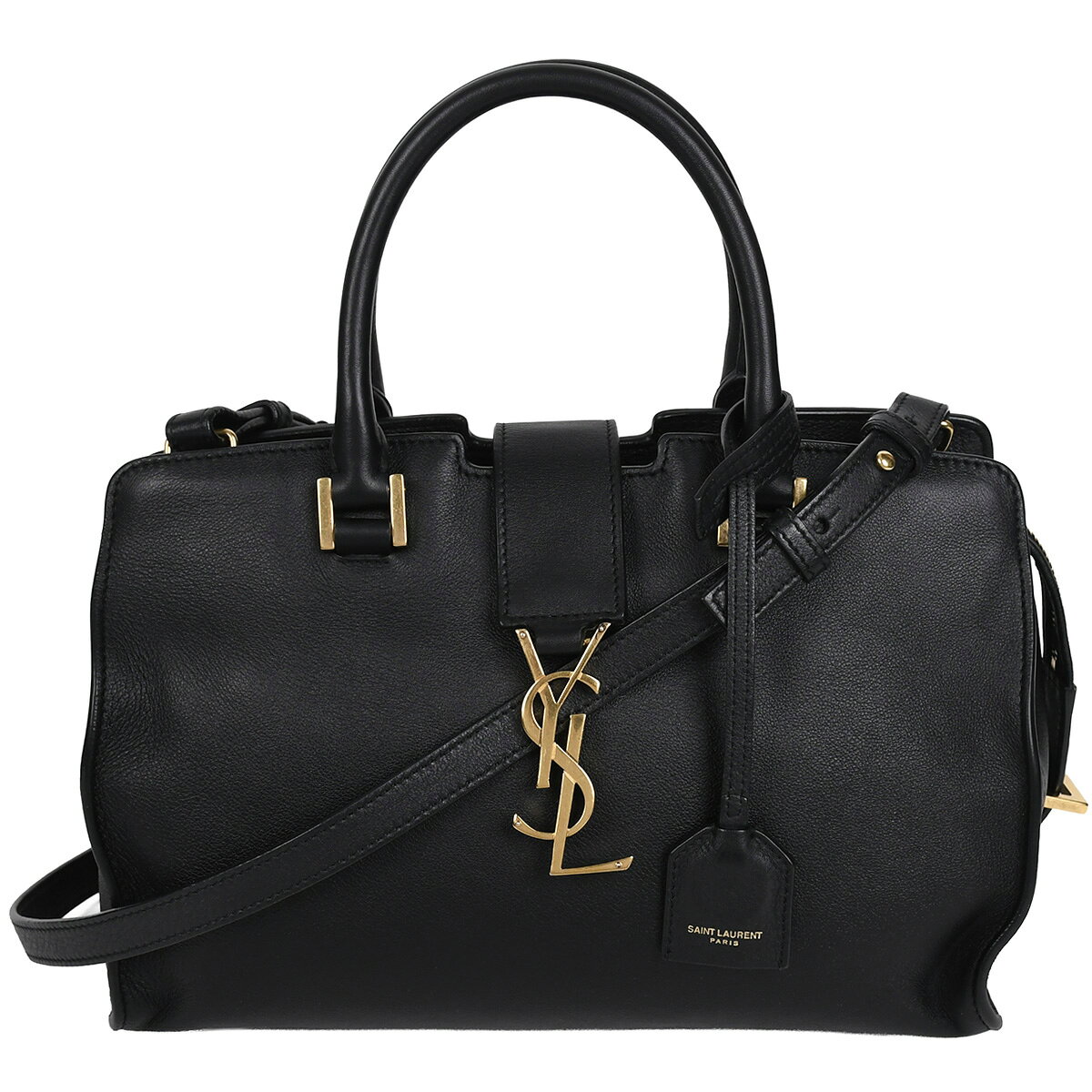 乐天商城 - 【クーポンでお得×さらにポイントUP】 サンローラン SAINT LAURENT ベイビーカバス 2way ハンドバッグ ショルダーバッグ YSLロゴ レディース レザー ブラック 黒 ゴールド金具 424868 【中古】