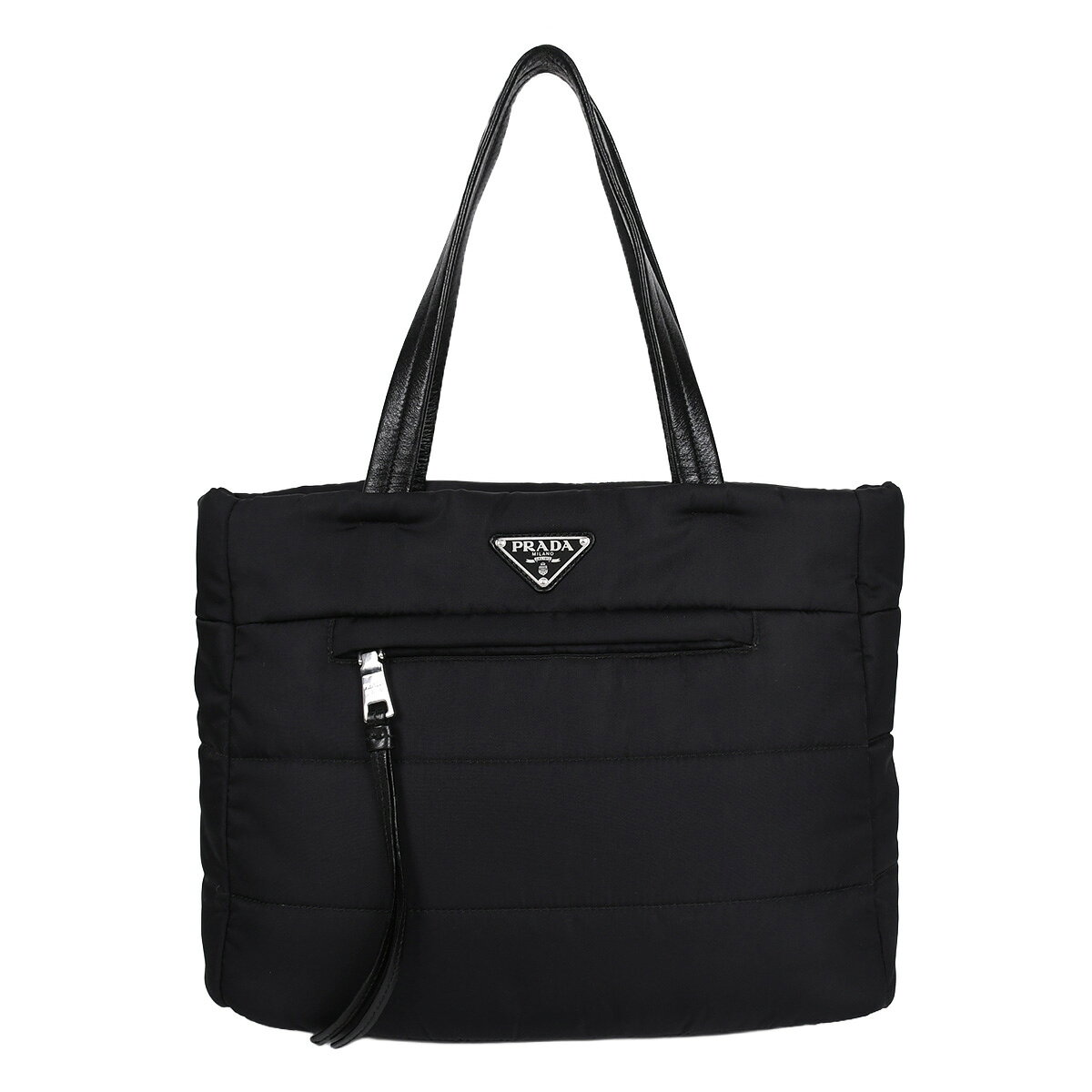 【クーポンでお得×さらにポイントUP】 プラダ PRADA トライアングルロゴ トートバッグ 肩掛け ショルダー 2way テスート ボンバー レディース メンズ ナイロン レザー 黒 ブラック 1BG056【中古】
