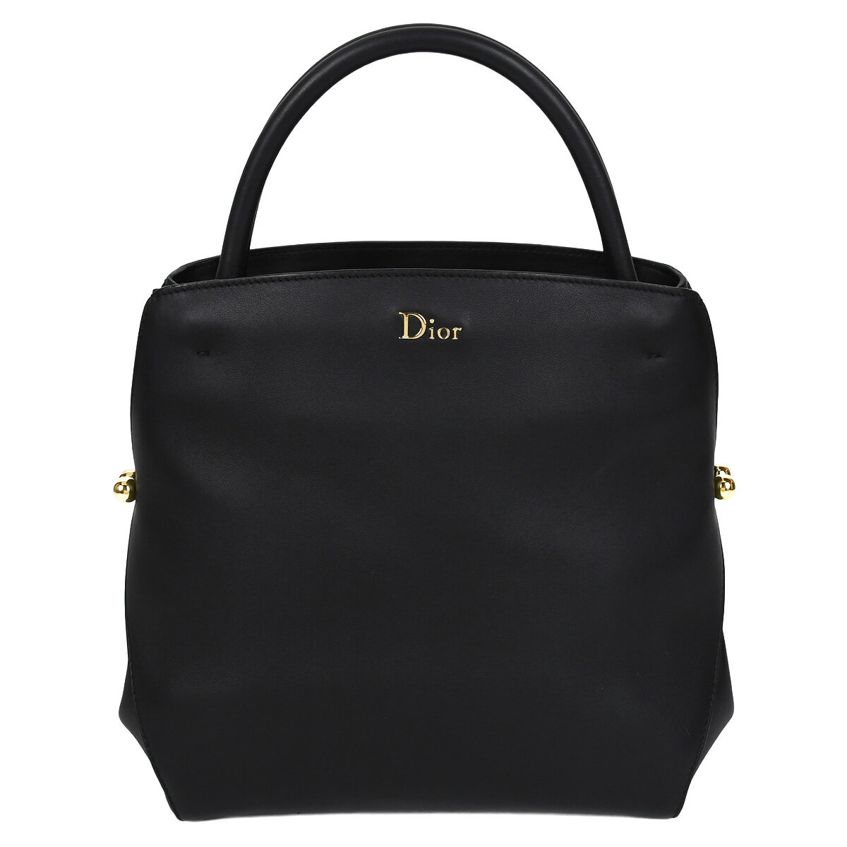 【クーポンでお得×さらにポイント5倍】 ディオール Christian Dior オープンバー ハンドバッグ トートバッグ スモール ロゴ金具 レディース レザー ブラック 黒 ゴールド金具【中古】