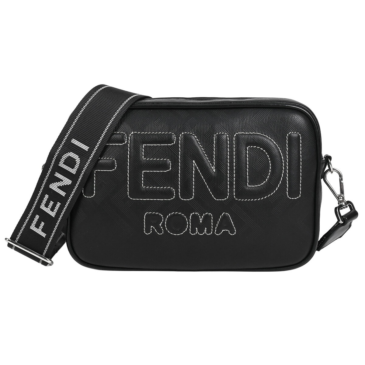 乐天商城 - フェンディ FENDI ダイアゴナル カメラケース ズッカ FFロゴ ショルダーバッグ クロスボディ 斜め掛け メンズ レザー ブラック 黒 7M0286【中古】