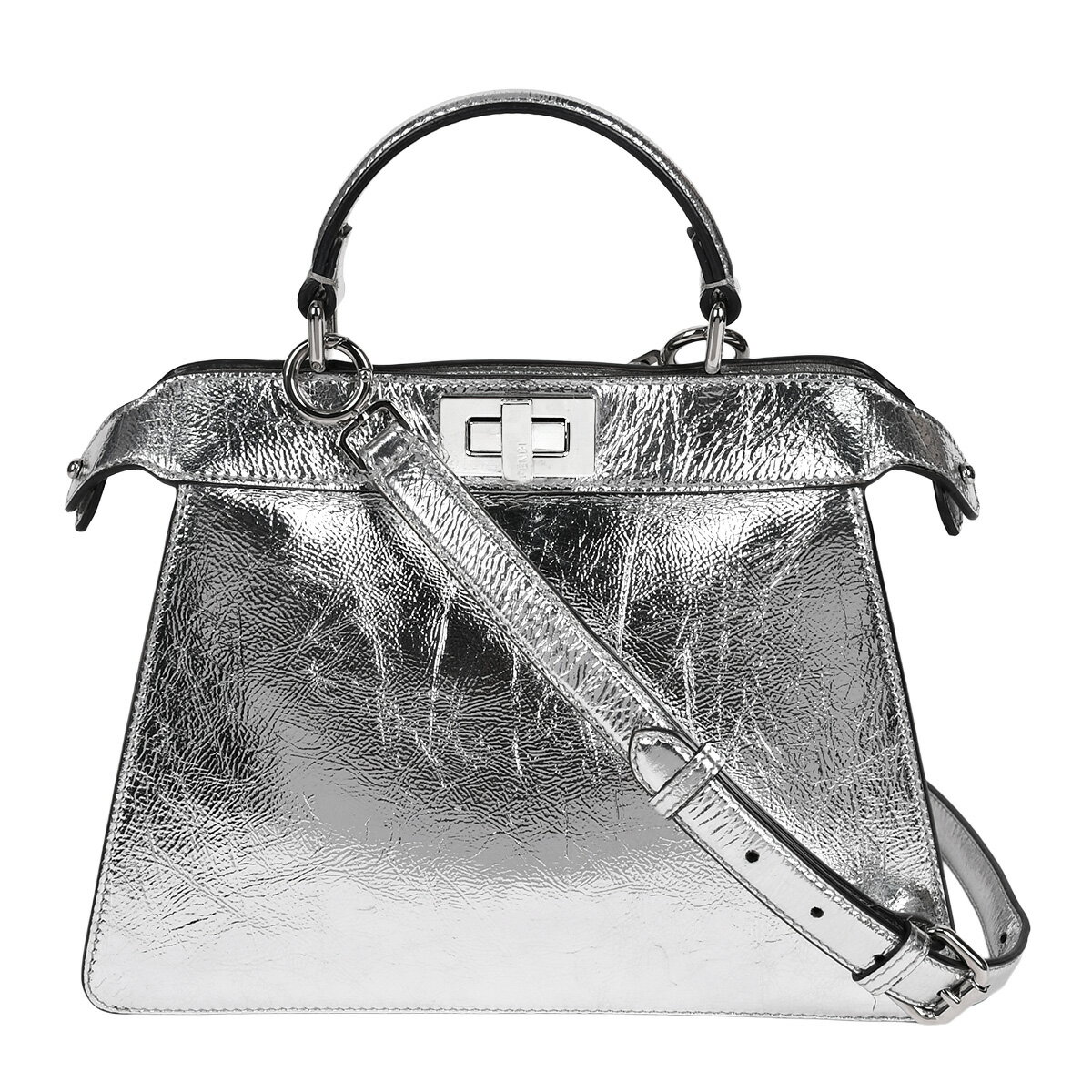 FENDI - 【クーポンでお得×さらにポイント5倍】 フェンディ FENDI セレリア ピーカブー アイシーユー スモール ISeeU ハンドバッグ 2way ショルダーバッグ レディース レザー シルバー 8BN327【中古】