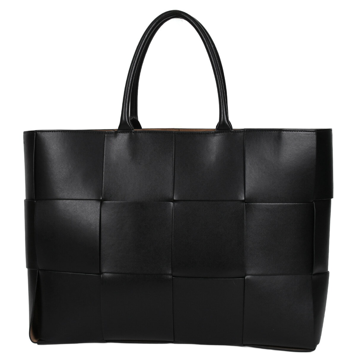 乐天商城 - ボッテガヴェネタ BOTTEGA VENETA マキシイントレチャート アルコ トートバッグ ラージ ハンドバッグ ショルダー 肩掛け 2way ブラック 黒 608608【中古】