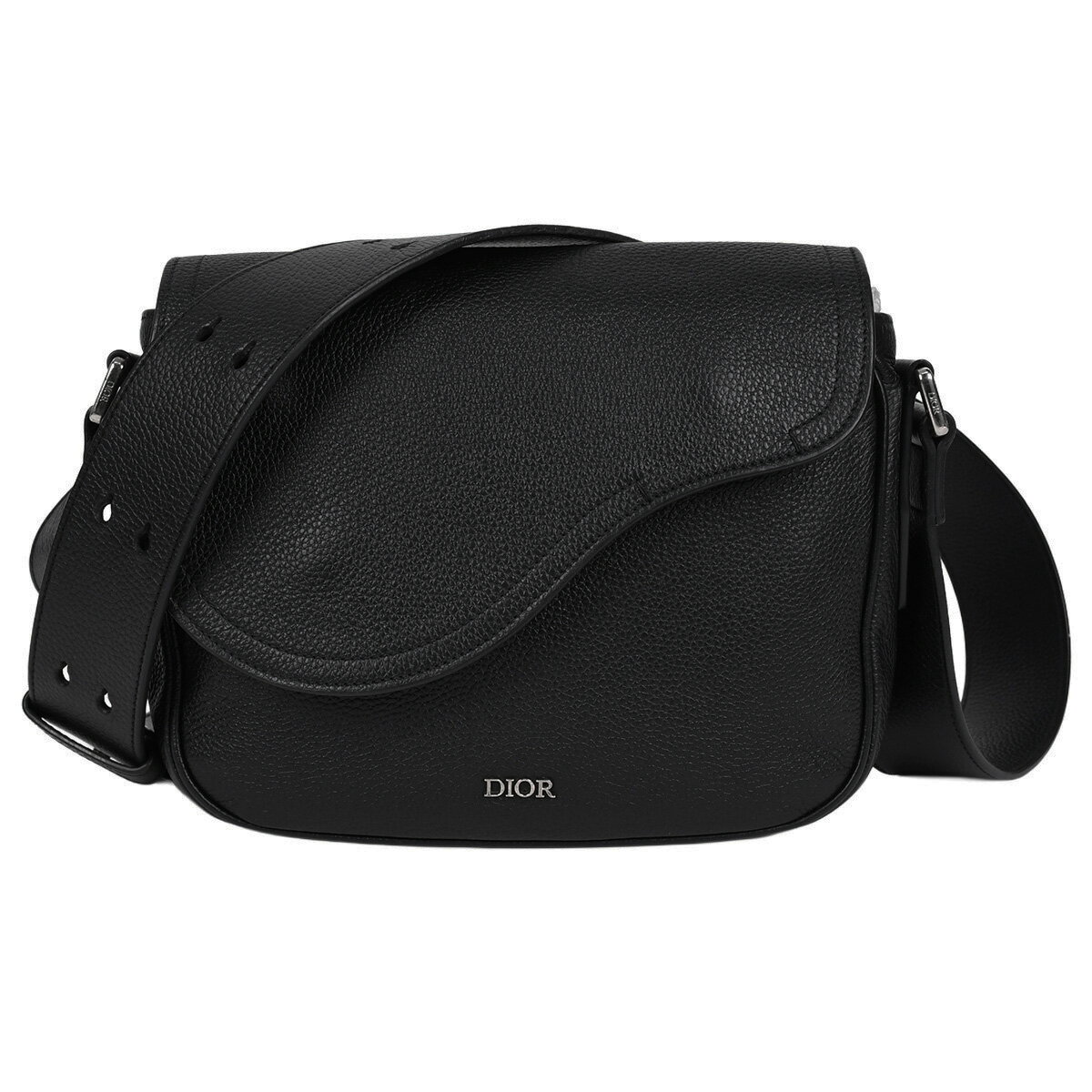 乐天商城 - ディオール DIOR サドル ミニ メッセンジャー ショルダーバッグ 斜め掛け クロスボディ メンズ レザー ブラック 黒 シルバー金具 1ADME130【中古】