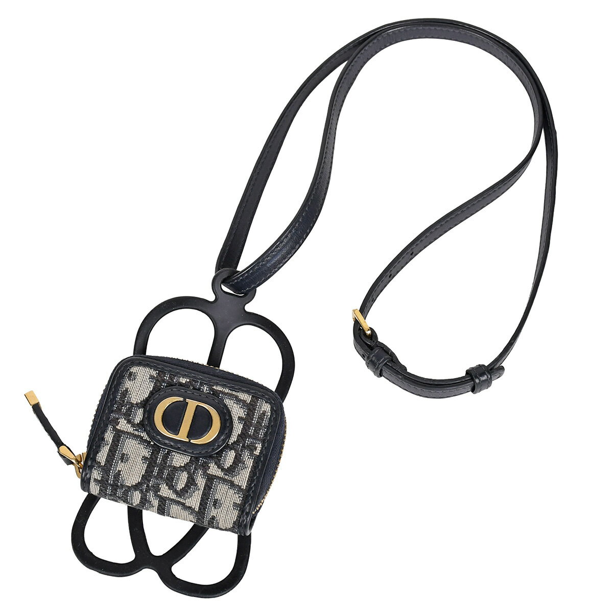 Rakuten - ディオール Christian Dior オブリーク 30 モンテーニュ フォンホルダー スマホケース AirPodsケース ネックストラップ ネイビー ラバー S2101UTZQ 【中古】