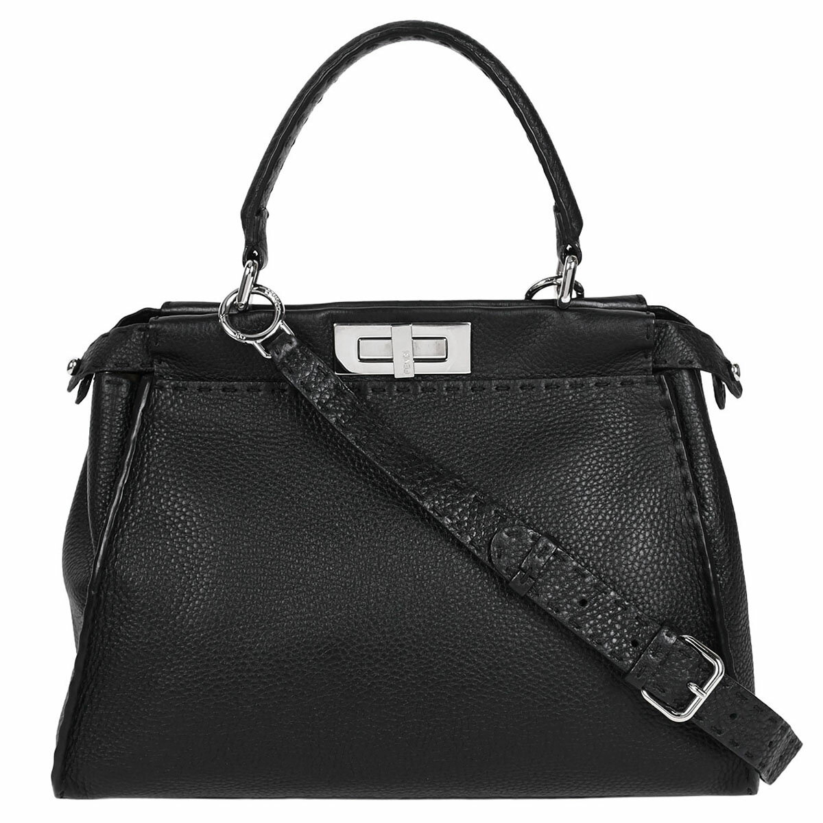 Rakuten - 新入荷 フェンディ FENDI セレリア ピーカブー ミディアム 2way ハンドバッグ ショルダーバッグ レザー ブラック 黒 シルバー金具 8BN290 【中古】