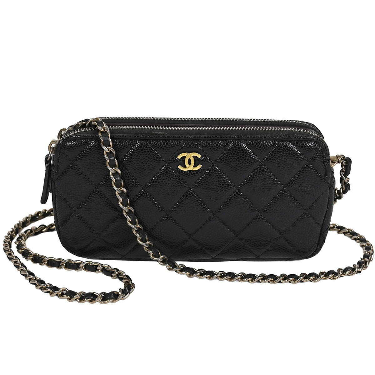 乐天商城 - 【クーポンでお得×さらにポイントUP】 新入荷 シャネル CHANEL マトラッセ チェーンウォレット ショルダー 斜め掛け ココマーク レディース キャビアスキン ブラック 黒 ゴールド金具 A82527【中古】