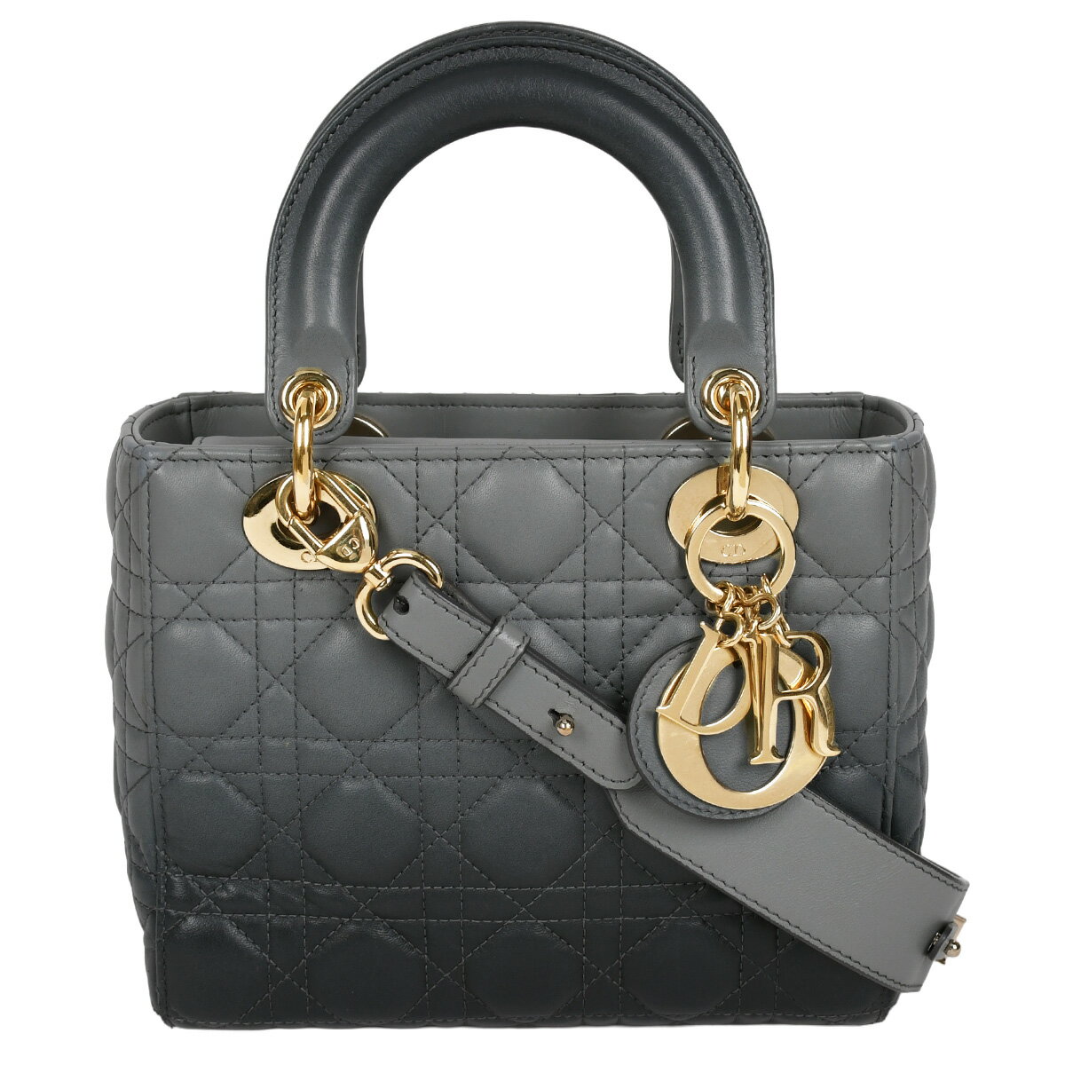 CHRISTIAN DIOR - 【クーポンでお得×さらにポイントUP】 新入荷 ディオール Christian Dior レディディオール My ABCDior スモール 2way ハンドバッグ ショルダーバッグ レディース レザー グレー グラデーション ゴールド金具【中古】