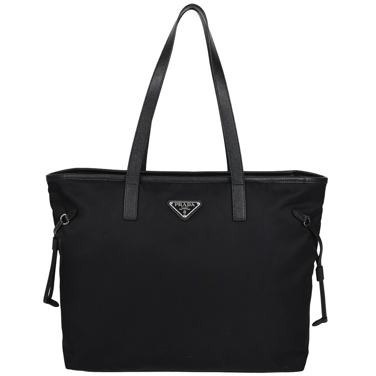 乐天商城 - 【クーポンでお得×さらにポイントUP】 新入荷 プラダ PRADA トライアングルロゴ ラージ トート ショルダー 肩掛け ハンドバッグ ナイロン レザー ネロ ブラック 黒 シルバー金具 1BG401 【中古】