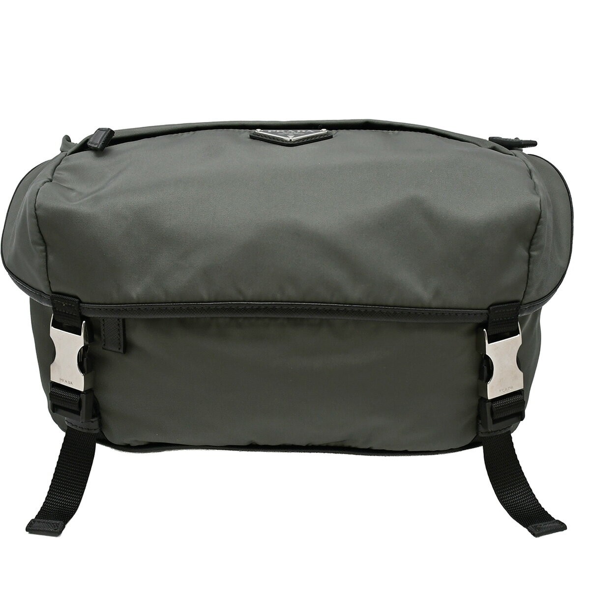 Rakuten - 【セール｜6/11まで今期最安値｜終了後値上げ！】 プラダ PRADA トライアングルロゴ Re-Nylon ショルダーバッグ クロスボディバッグ ナイロン レザー セルバ グレー グリーン シルバー金具 2VH994 【中古】