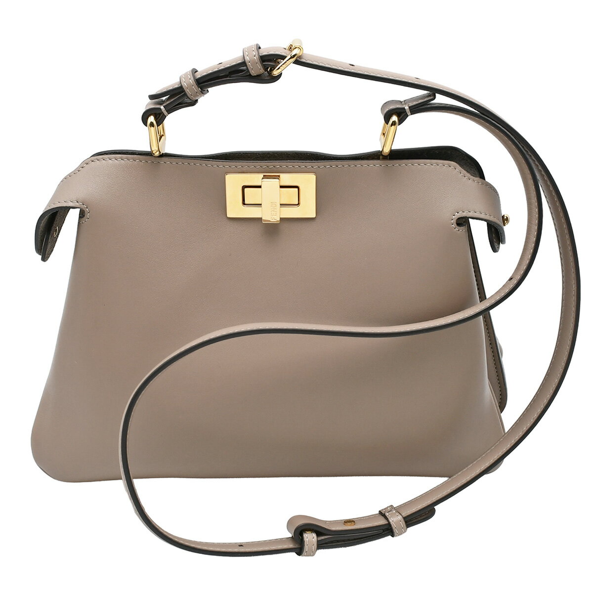 FENDI - 【クーポンでお得×さらにポイントUP】 新入荷 フェンディ FENDI ピーカブー ソフト スモール ショルダーバッグ 肩掛け クロスボディバッグ レザー グレー ベージュ ゴールド金具 8BN365 【中古】