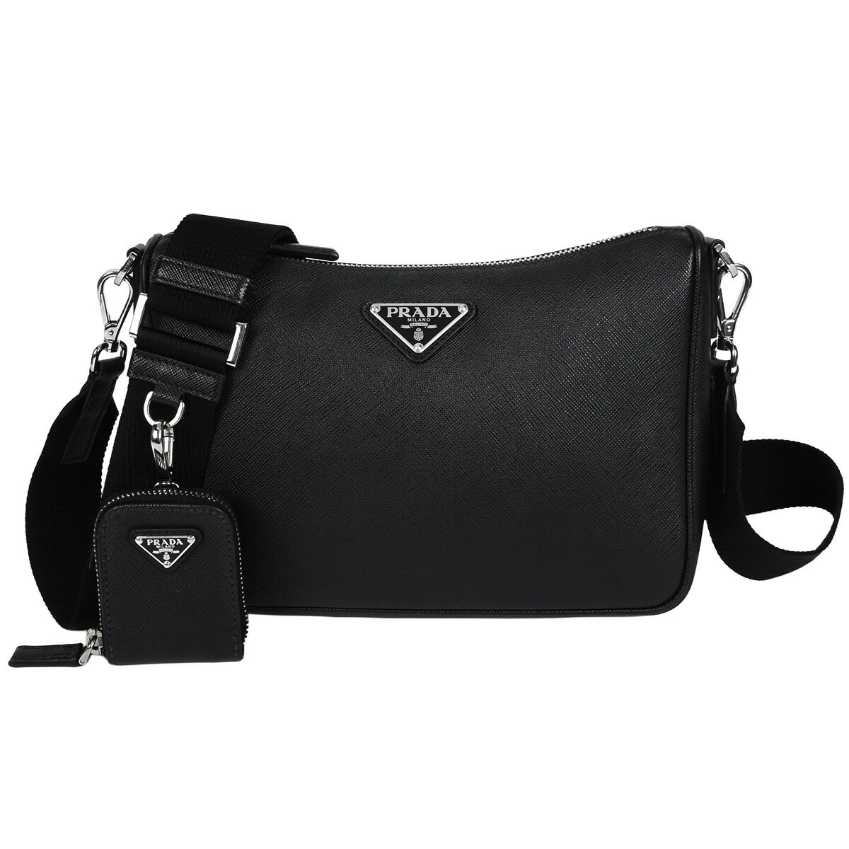PRADAポーチ！ショルダーバック！ プラダ PRADA ReNylon+SAFFIANO 横型ショルダーバッグ ポーチ付き