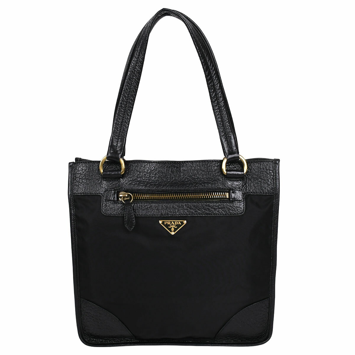 乐天商城 - プラダ PRADA トライアングルロゴ トートバッグ ショルダーバッグ 肩掛け ハンドバッグ レディース メンズ ナイロン レザー ゴールド金具 BR2111 【中古】