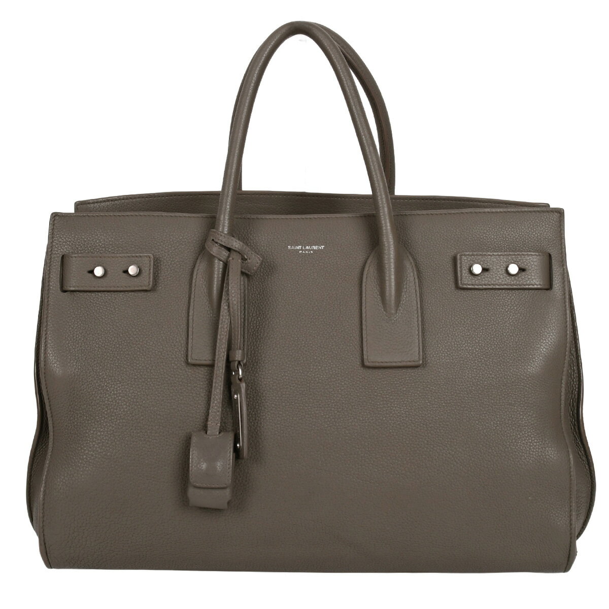 Rakuten - 【セール｜6/11まで今期最安値｜終了後値上げ！】 新入荷 サンローラン SAINT LAURENT サック ド ジュール スープル ミディアム トートバッグ ハンドバッグ メンズ レディース レザー グレー カーキ シルバー金具 464959【中古】