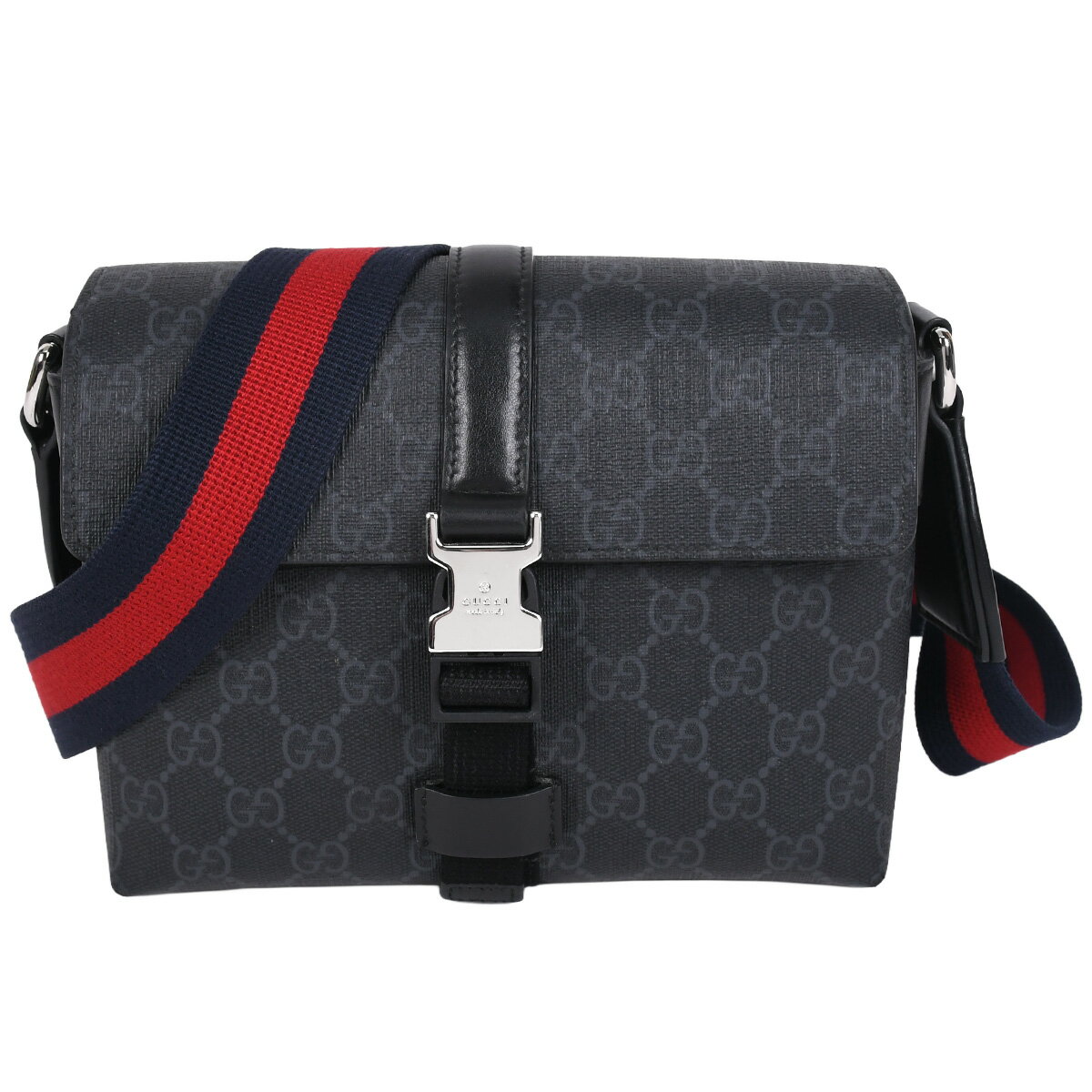 Rakuten - グッチ GUCCI GGスプリーム ミニバッグ ショルダーバッグ クロスボディ 斜め掛け ウェブ ストライプ GGブラック メンズ キャンバス レザー ブラック 黒 816953【中古】