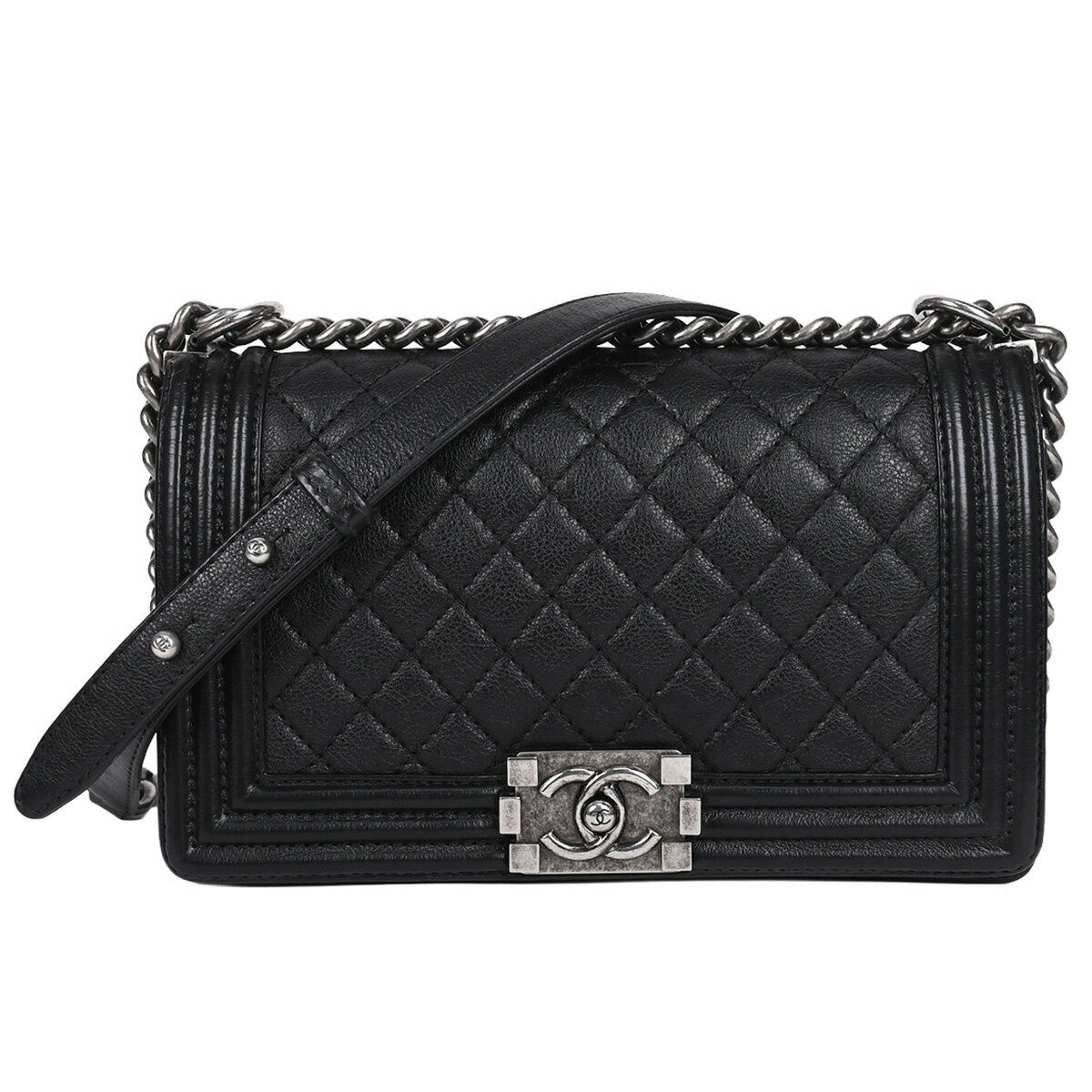 Rakuten - 【セール｜6/10まで今期最安値｜終了後値上げ！】 新入荷 シャネル CHANEL ボーイシャネル 25 チェーン ショルダーバッグ マトラッセ ココマーク レザー ブラック 黒 シルバー金具 A67086 【中古】
