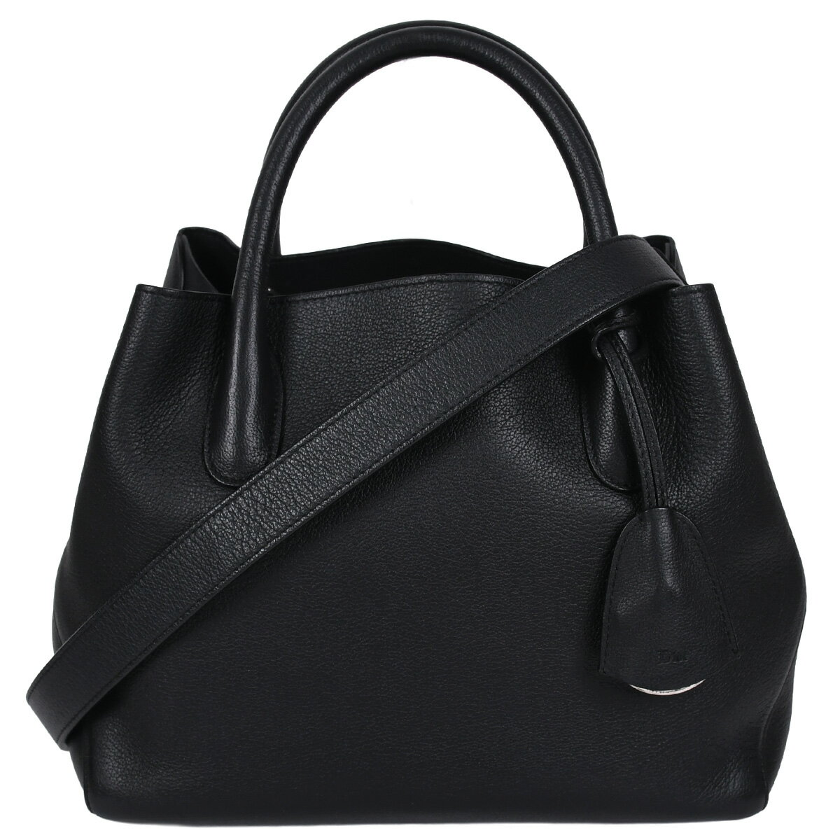 Rakuten - 【セール｜6/11まで今期最安値｜終了後値上げ！】 ディオール Christian Dior オープンバー ハンドバッグ トートバッグ 2way ショルダー レザー ブラック 黒 シルバー金具 M1067PVFW【中古】