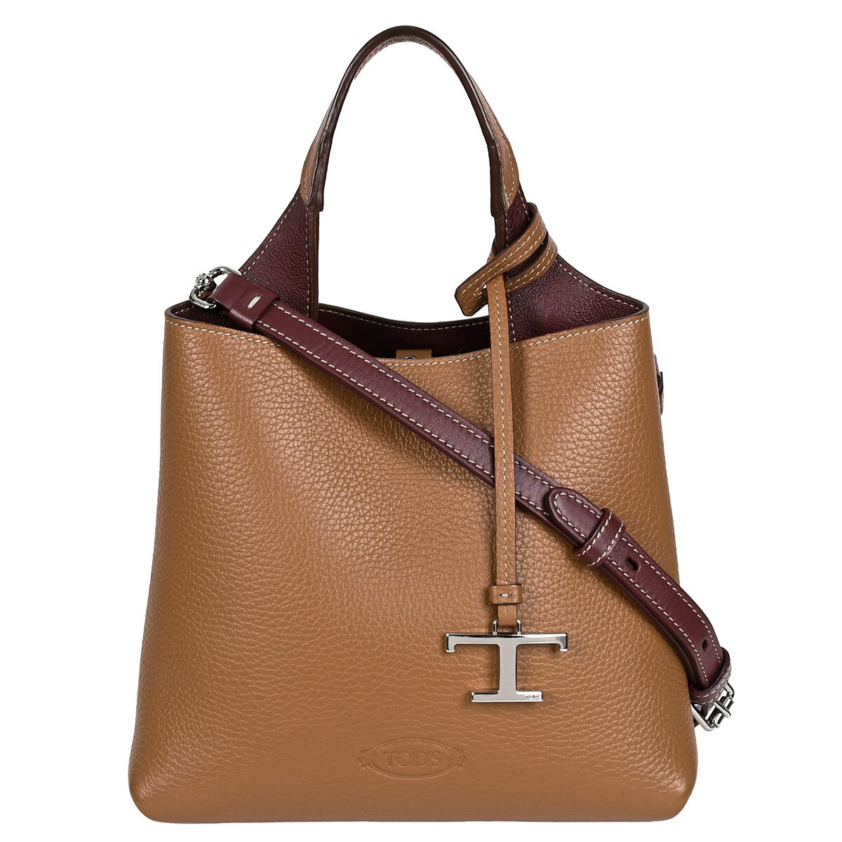 Rakuten - 【セール｜6/11まで今期最安値｜終了後値上げ！】 新入荷 トッズ TOD'S Tタイムレス 2way ハンドバッグ ミニ ショルダーバッグ レディース レザー ブラウン シルバー金具 XBWAPAA9100 【中古】