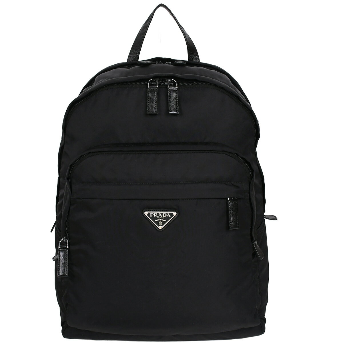 乐天商城 - 【クーポンでお得×さらにポイントUP】 新入荷 プラダ PRADA トライアングルロゴ Re-Nylon バックパック リュックサック デイパック メンズ レディース ナイロン サフィアーノレザー ブラック 黒 2VZ048【中古】