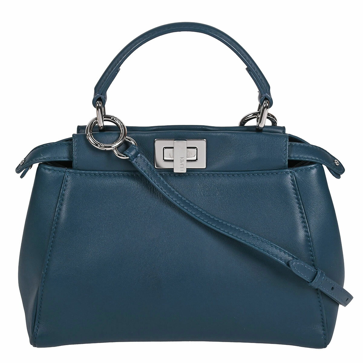 乐天商城 - 【クーポンで5%OFF×さらにポイントUP】 新入荷 フェンディ FENDI ピーカブー ミニ スモール 2way ハンドバッグ ショルダーバッグ レディース レザー ブルー シルバー金具 8BN244 【中古】
