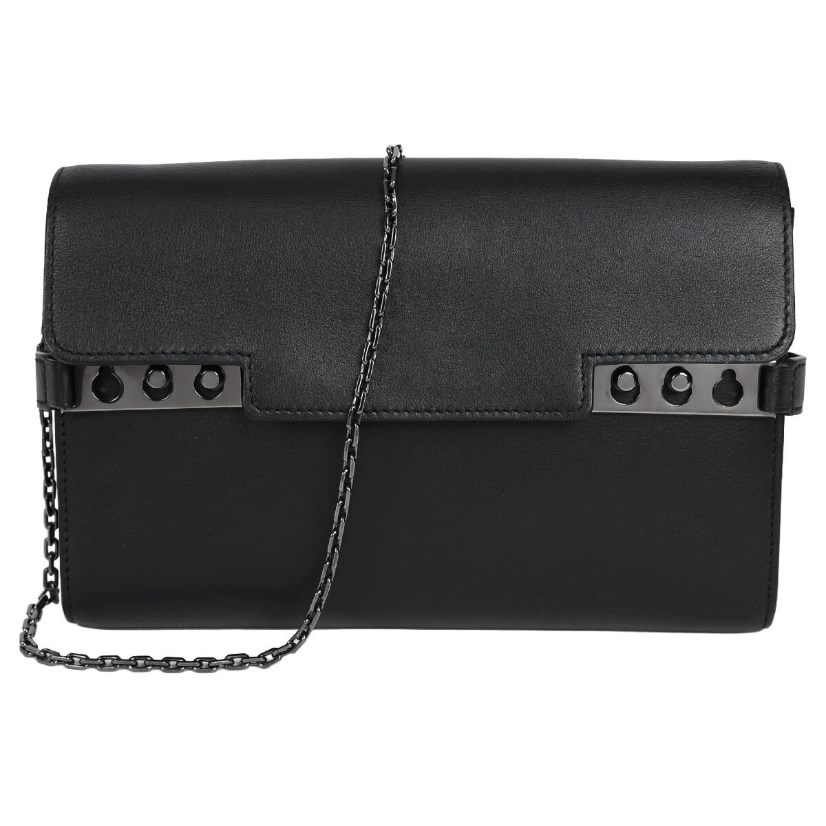 乐天商城 - 【クーポンでお得×さらにポイントUP】 新入荷 デルボー DELVAUX デルヴォー タンペート チェーンウォレット ショルダーバッグ クロスボディ クラッチバッグ TEMPETE レザー ブラック 黒 【中古】