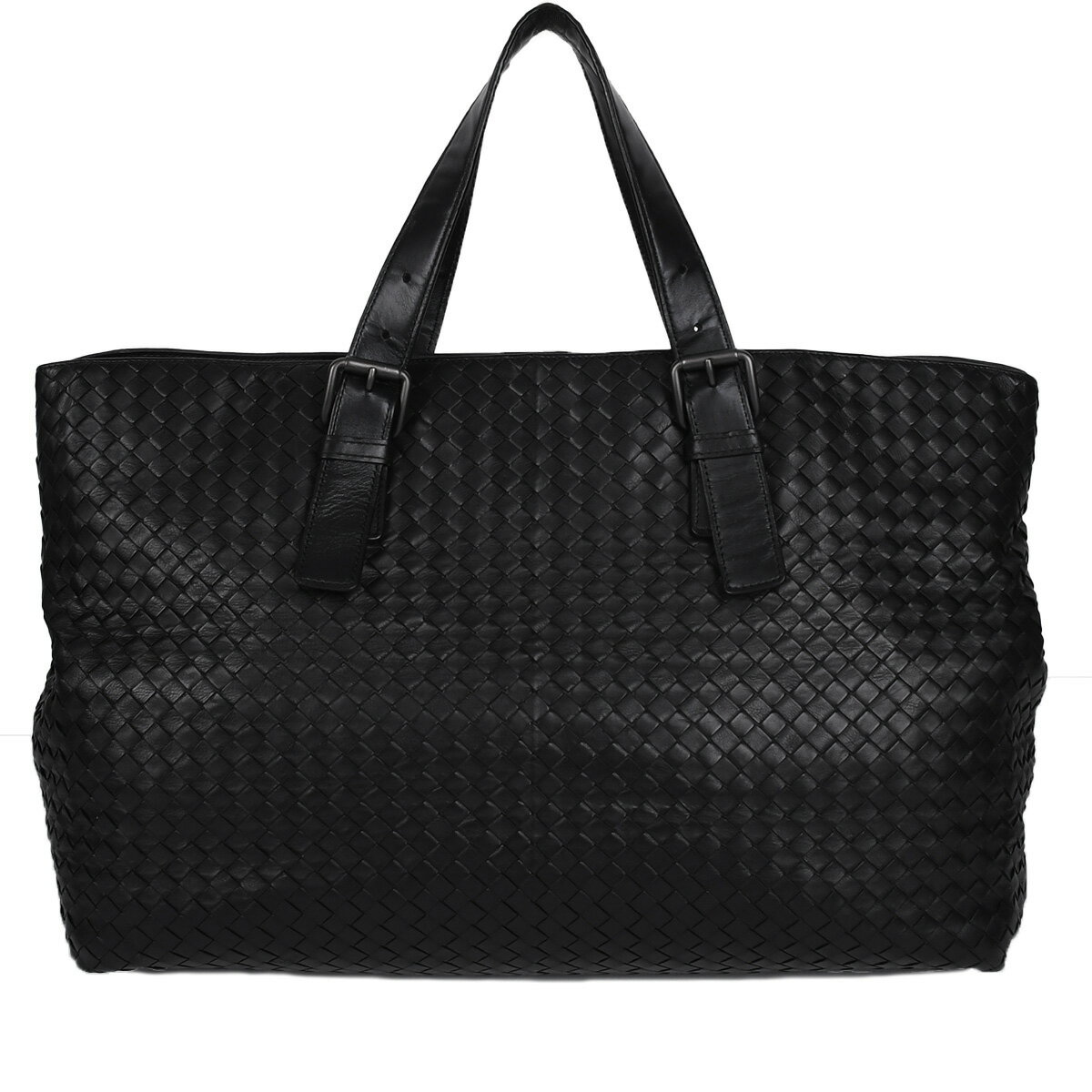 乐天商城 - 【クーポンで5%OFF×さらにポイントUP】 新入荷 ボッテガヴェネタ BOTTEGA VENETA イントレチャート トートバッグ ラージ ハンドバッグ 肩掛け ショルダー 2way 旅行 レディース メンズ レザー ブラック 黒 189632【中古】