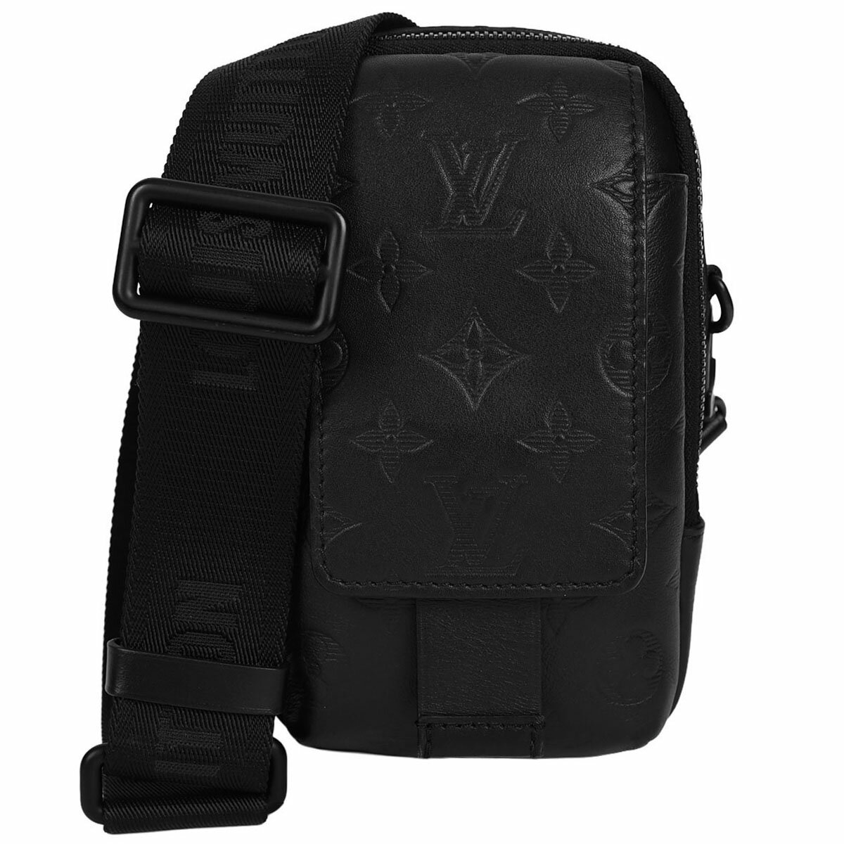 Rakuten - 【クーポンでお得×さらにポイントUP】 新入荷 ルイヴィトン LOUIS VUITTON モノグラムシャドウ ダブル フォンポーチ ショルダーバッグ 斜め掛け クロスボディ メンズ レザー ブラック 黒 M81323【中古】
