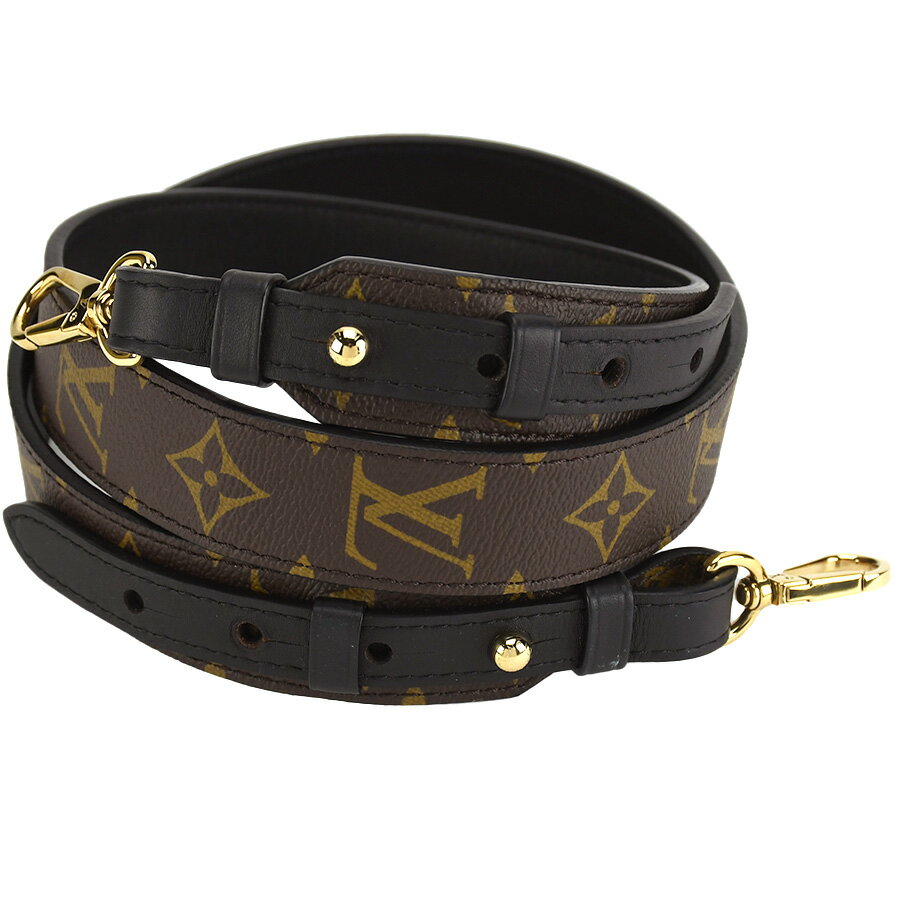 ルイヴィトン LOUIS VUITTON モノグラム ショルダーストラップ XL J02331 ブラウン ブラック ゴールド レザー バッグストラップ 別売り ショルダー【新品同様】