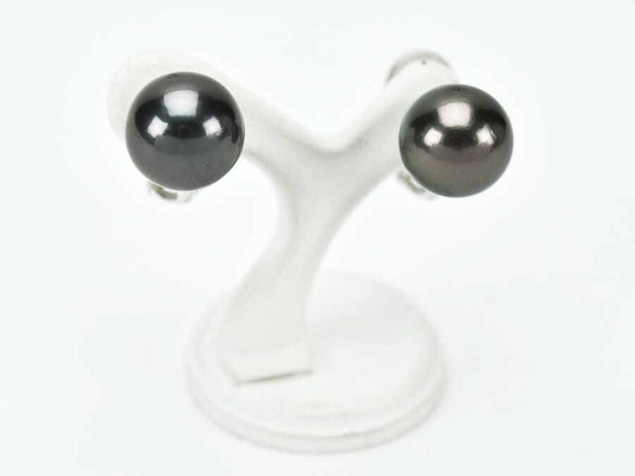 K14WG パール ピアス ブラックパール 黒蝶 12mm ホワイトゴールド 14金 イヤリング ノーブランド ジュエリー レディース アクセサリー 【中古】