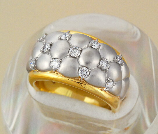 K18/Pt900 ファッションリング ダイヤモンド 0.38ct サイズ12号 【中古】 研磨仕上げ済