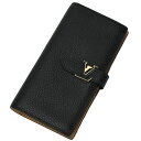 ルイヴィトン LOUIS VUITTON LV ヴェルティカル ウォレット 二つ折り長財布 M81330 ブラック 黒 ゴールド金具 トリヨンレザー レディース...