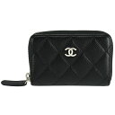 \\クーポンで値引!ポイント5倍!// シャネル CHANEL マトラッセ クラシック ジップコインパース AP0216 ブラック 黒 キャビアスキン シルバー...