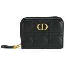 \\クーポンで値引!ポイント5倍!// ディオール Christian Dior カロ スカーレット ウォレット 二つ折り 財布 カナージュ S5032UWHC レザー ブラック 黒 コンパクト ウォレット 小物 【中古】