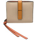 \\クーポンで値引!ポイント5倍!// ロエベ LOEWE コンパクト ジップ ウォレット 二つ折り 財布 C660Z41X01 レザー ベージュ バイカラー アナグラム コンパクト ウォレット レディース 【中古】