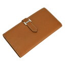 【クーポンで値引!ポイント3倍!】 エルメス HERMES ベアンスフレ 二つ折り 長財布 エプソン レザー ゴールド ブラウン シルバー金具 財布 ウォレット レディース メンズ 【中古】