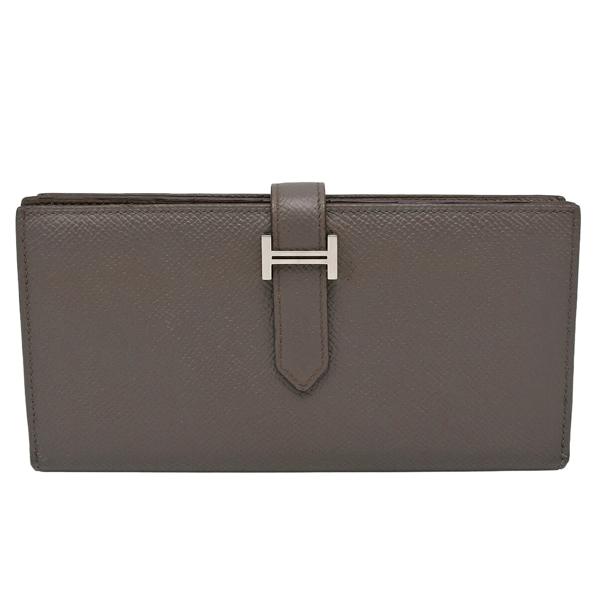乐天商城 - 【クーポンでお得×さらにポイントUP】 新入荷 エルメス HERMES ベアンスフレ 二つ折り 長財布 Hロゴ 財布 小物 メンズ レディース エプソン レザー エタン グレー シルバー金具 C刻印 【中古】