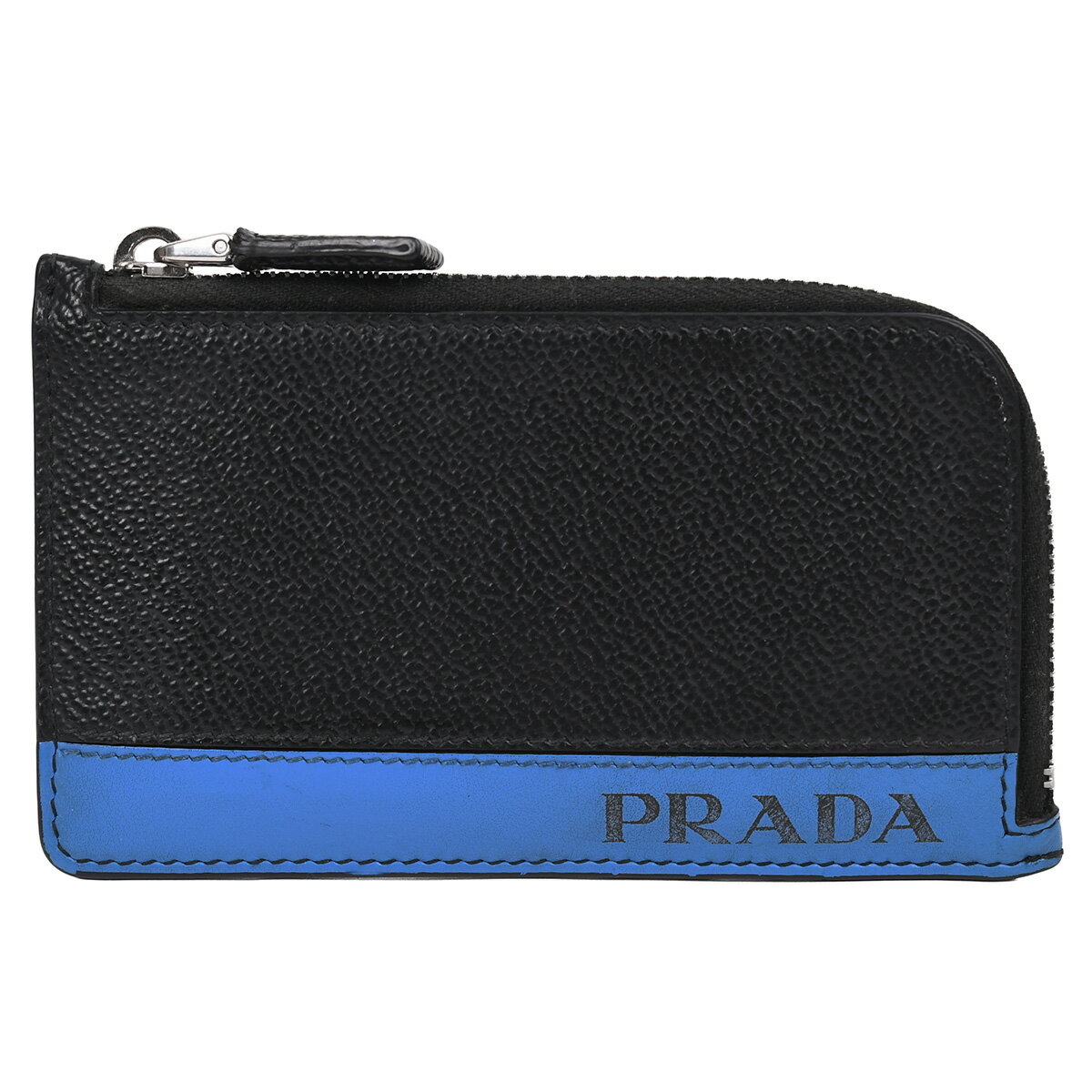 乐天商城 - 【クーポンでお得×さらにポイントUP】 新入荷 プラダ PRADA コインケース カードケース 小銭入れ ロゴ コンパクト ウォレット 財布 小物 メンズ レザー ブラック 黒 ブルー 2MC021 【中古】