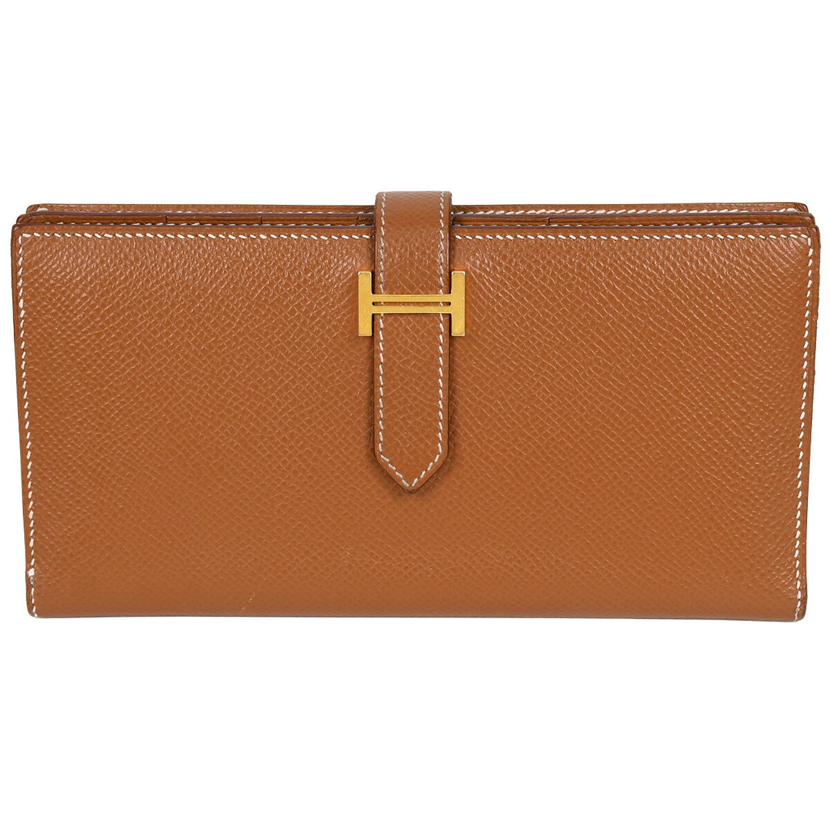 Rakuten - 新入荷 エルメス HERMES ベアンスフレ 二つ折り 長財布 ロング ウォレット 財布 小物 メンズ レディース エプソン レザー ゴールド ブラウン ゴールド金具 Z刻【中古】