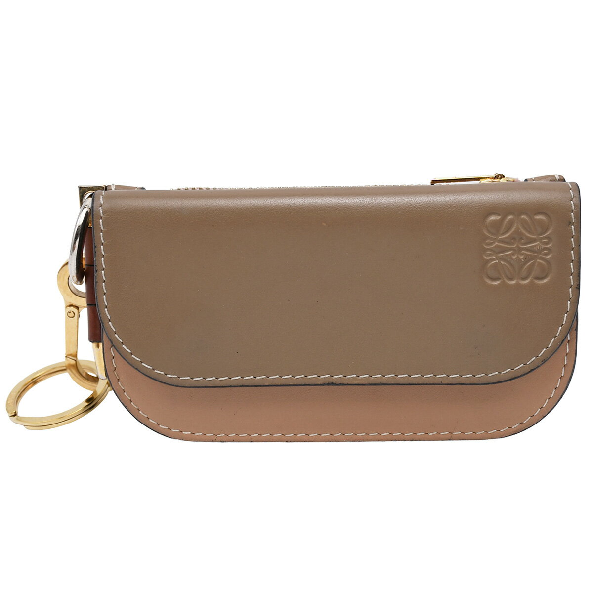 Rakuten - 【セール｜6/11まで今期最安値｜終了後値上げ！】 新入荷 ロエベ LOEWE アナグラム ゲート ミニ ウォレット コインケース 財布 小物 レディース レザー ブラウン ピンクベージュ ゴールド金具 113.54 【中古】
