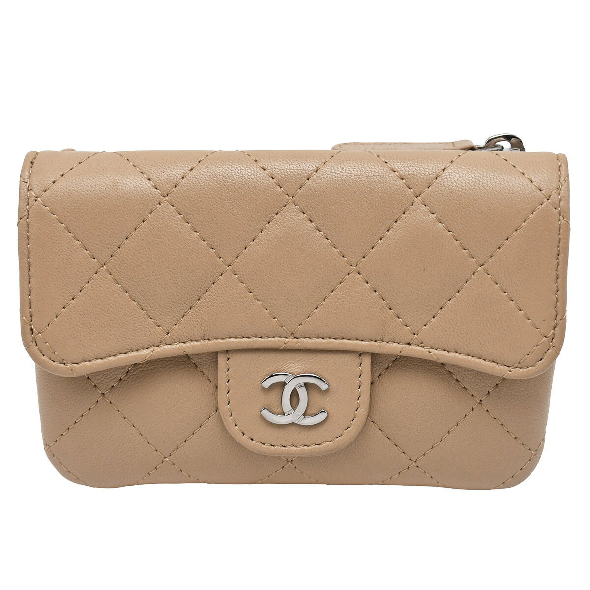 Rakuten - 新入荷 シャネル CHANEL マトラッセ コインケース 小銭入れ カードケース ココマーク 財布 小物 レザー ベージュ シルバー金具 A69080 【中古】