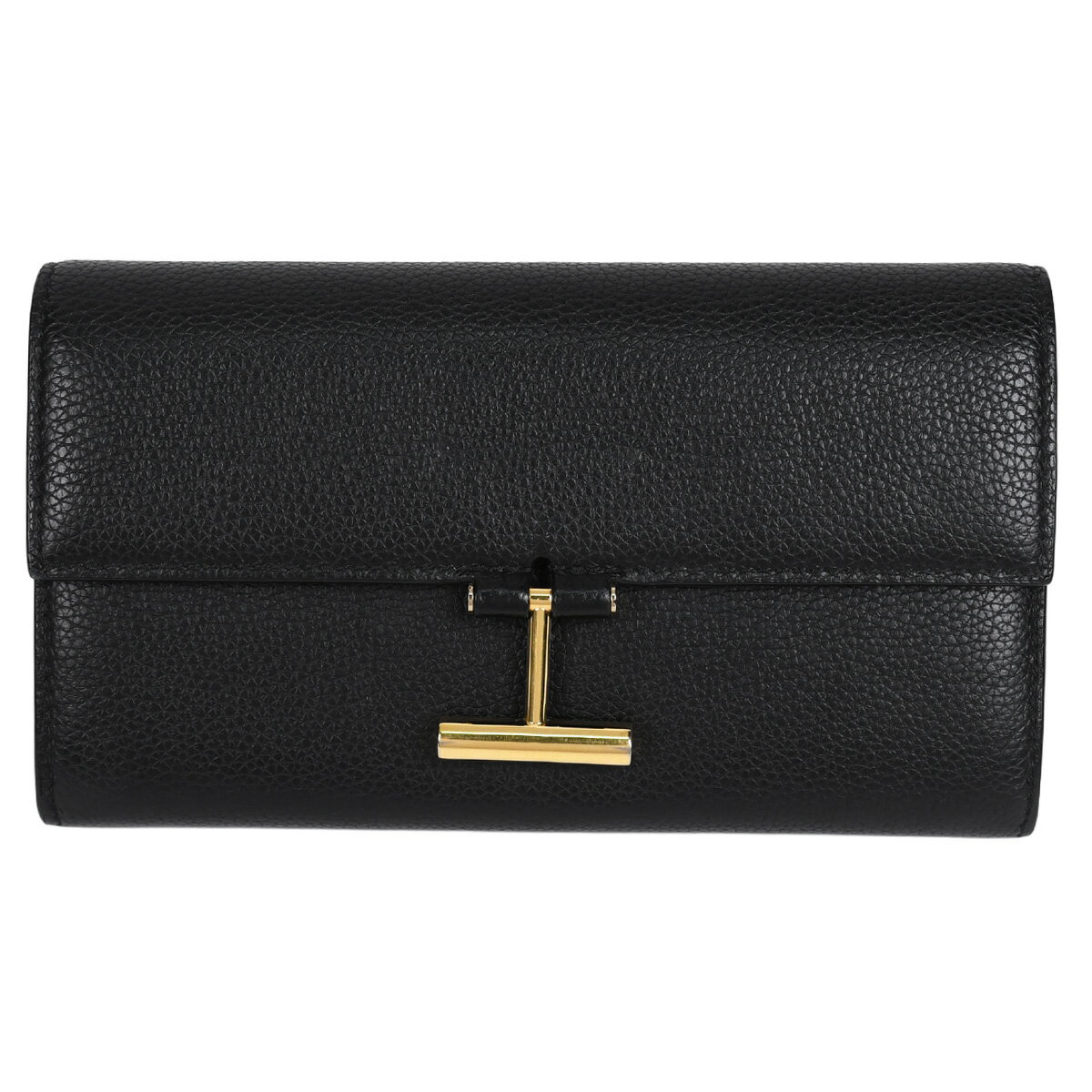 乐天商城 - 【クーポンでお得×さらにポイントUP】 トムフォード TOM FORD Tara タラ 二つ折り 長財布 ウォレット T金具 レディース レザー ブラック 黒 ゴールド金具【中古】