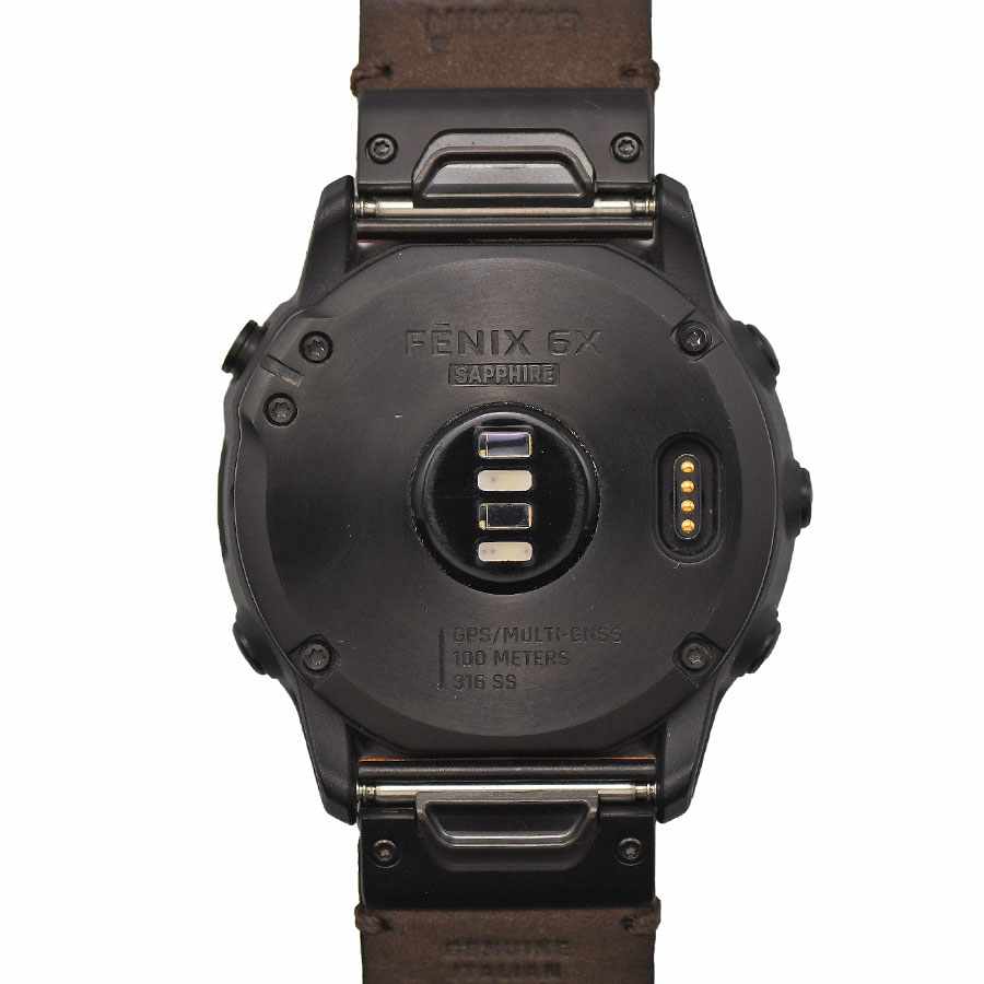 ガーミン GARMIN スマートウォッチ FENIX 6X SAPPHIRE BLACK DLC LEATHER BAND 010-02157-49 Suica対応 メンズ 腕時計 【中古】