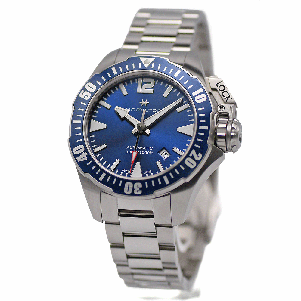 ハミルトン HAMILTON カーキ ネイビー オープンウォーター オート H77705145 自動巻 300m防水 メンズ 男性用 腕時計 研磨仕上げ済み 【中古】