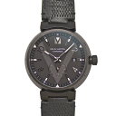 【クーポンで値引!ポイント3倍!】 ルイヴィトン LOUISVUITTON タンブール オールブラック オートマティック Q1D22Z 自動巻 スモールセコンド メンズ 男性用 腕時計 【中古】